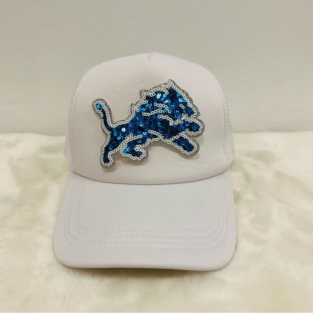 Detroit Lions sequin trucker hat! Glitter bling sparkle baseball hat!